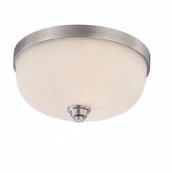 60W Helium Flush Mount Dome, 3-Light, Brushed Nickel