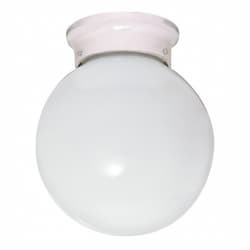 6" White Flush Mount Light Fixture, White Glass