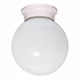 6" White Flush Mount Light Fixture, White Glass