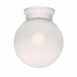 6" White Flush Mount Light Fixture, White Glass