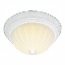 13" 2-Light Flush Mount Light Fixture, White, Frosted Melon Glass