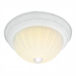 15" 3-Light Flush Mount Light Fixture, White, Frosted Melon Glass