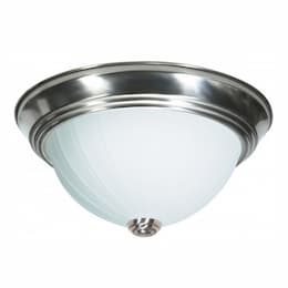 11" 2-Light Flush Mount Light Fixture, Brushed Nickel, Frosted Melon Glass