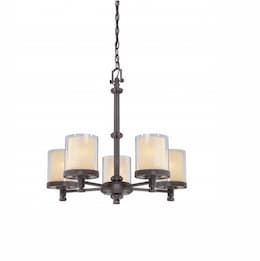 60W Decker Chandelier Light, Clear & Cream, 5-Light, Sudbury Bronze