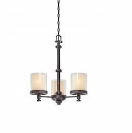 60W Decker Chandelier, Clear & Cream, 3-Light, Sudbury Bronze