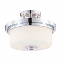 Soho Semi Flush Light Fixture, Satin White Glass