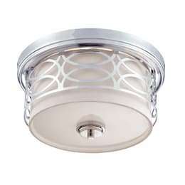 Harlow Flush Dome Light Fixture, Gray Fabric Shade