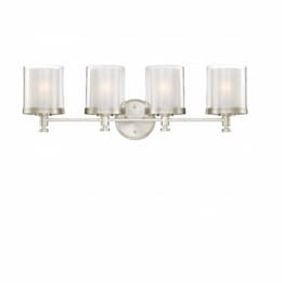 Nuvo 100W Decker Vanity Light, Clear & Frosted, 4-Light, Brushed Nickel