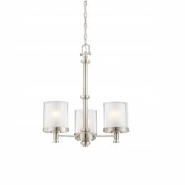 60W Decker Chandelier Light, Clear & Frosted, 3-Light, Brushed Nickel