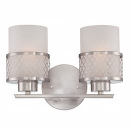 100W 2-Light Vanity Light Fixture, Brushed Nickel