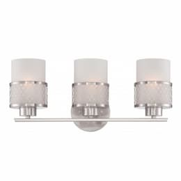 100W 3-Light Vanity Light Fixture, Brushed Nickel