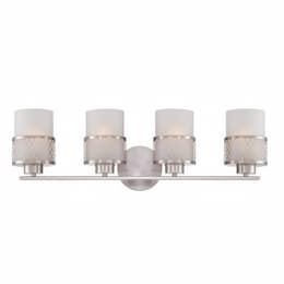 100W 4-Light Vanity Light Fixture, Brushed Nickel