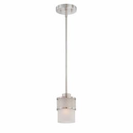 60W Mini Pendant Hanging Light Fixture, Brushed Nickel