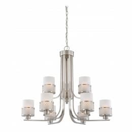 60W 9-Light Chandelier, Brushed Nickel