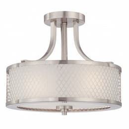 60W Semi-Flush Mount Ceiling Light, Brushed Nickel