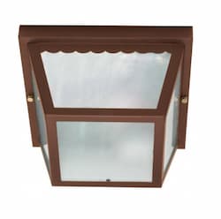 10in Carport Flush Mount Fixture, Metal Frame, Old Bronze