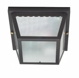 10in Carport Flush Mount Fixture, Metal Frame, Black