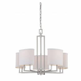 60W 5-Light Chandelier w/ Slate Gray Shade, Brushed Nickel