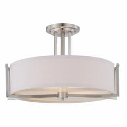 Nuvo 60W 3-Light Semi-Flush Mount Ceiling Light, 120V, Brushed Nickel