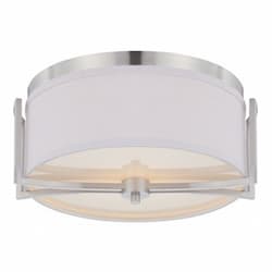 60W 2-Light Flush Mount Light Fixture, Brushed Nickel