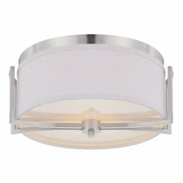 60W 2-Light Flush Mount Light Fixture, Brushed Nickel