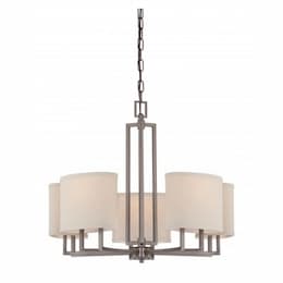 60W 5-Light Chandelier w/ Khaki Fabric Shades, Hazel Bronze