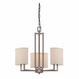 60W 3-Light Chandelier w/ Khaki Fabric Shades, Hazel Bronze