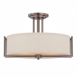 60W 3-Light Semi-Flush Mount Ceiling Light, Hazel Bronze