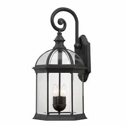 60W 26" 3-Light Outdoor Wall Light Fixture, Textured Black