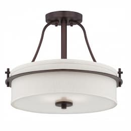 Loren Semi-Flush Mount Ceiling Light, Venetian Bronze, Etched Opal Glass