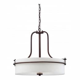 Loren Pendant Light Fixture, Venetian Bronze, White Linen Glass