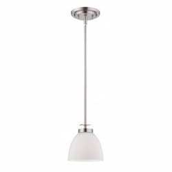 100W 1-Light Mini Pendant Light, Brushed Nickel