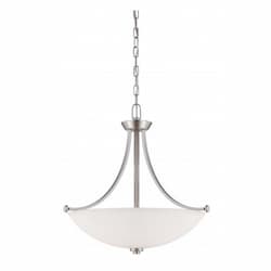 60W 3-Light Pendant Light Fixture, Brushed Nickel