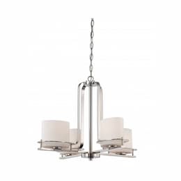 Loren 4-Light Chandelier Light Fixture, Polished Nickel, Etched Opal Glass