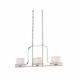 Loren Island Pendant Light Fixture, Polished Nickel, Etched Opal Glass