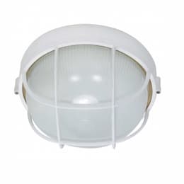 10-in Bulk Head Fixture, Round Cage, White