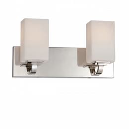 15.5in Vista Vanity Light Fixture, 2-light, Polished Nickel