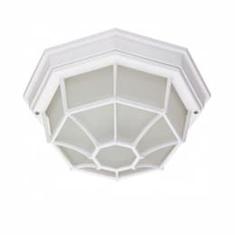 12in Outdoor Flush Mount Light, Spider Cage, White