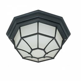 12in Outdoor Flush Mount Light, Spider Cage, Textured Black