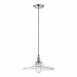 100W Vintage Mini Pendant Light w/ 14" Wide Shade, Polished Nickel