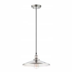 100W Vintage 6.5" Pendant Light Fixture w/ Matching Shade, Polished Nickel