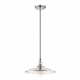 100W Vintage 6.5" Pendant Light Fixture w/ Matching Shade, Polished Nickel