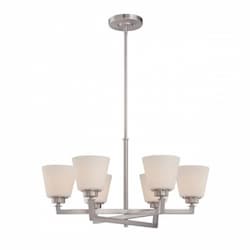 Mobili 6-Light Chandelier Fixture, Brushed Nickel, Satin White Glass