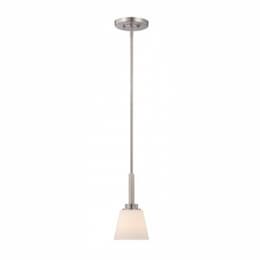 Mobili Mini Pendant Light Fixture, Brushed Nickel, Satin White Glass