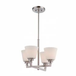 Mobili 4-Light Chandelier Fixture, Brushed Nickel, Satin White Glass