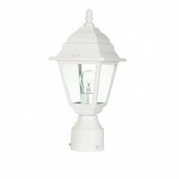 14" Briton Post Lantern Light, Clear Glass, White