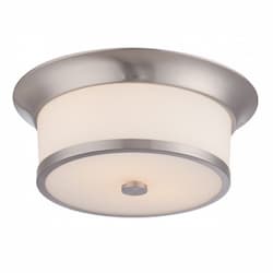 Mobili Flush Mount Light Fixture, Brushed Nickel, Satin White Glass