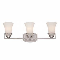 Neval 3-Light Vanity Light Fixture, Brushed Nickel, Satin White Glass