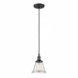 100W Vintage Mini Pendant Light w/ 6.5" Wide Shade, Rustic Bronze