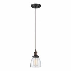 100W Vintage Mini Pendant Light w/ 5.125" Wide Shade, Rustic Bronze